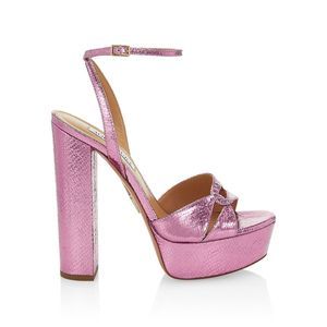 Aquazzura Sinner Snake-Embossed Metallic Leather Sandals